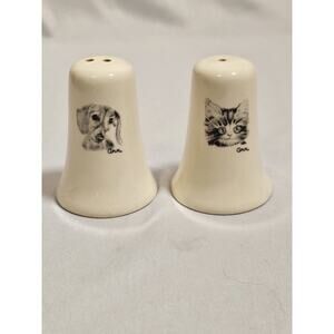 Salt & Pepper Shakers Porcelain Set Ann Adams PUPPY & KITTEN